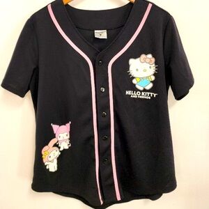 Hybrid Apparel Hello Kitty and Friends black pink baseball jersey L